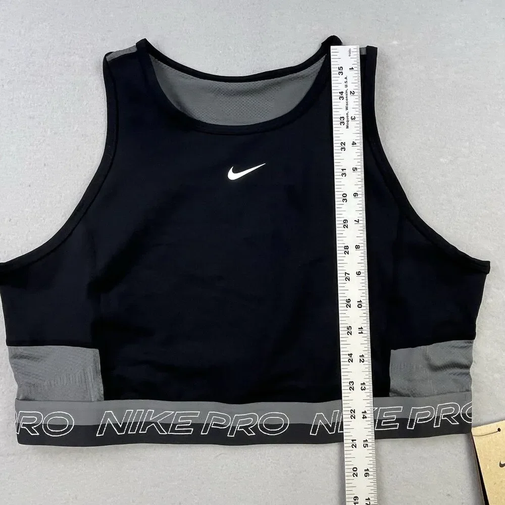 Nike Pro Training Tank Top Sports Bra Size Large Black Dri-Fit DX0061-010 NEW